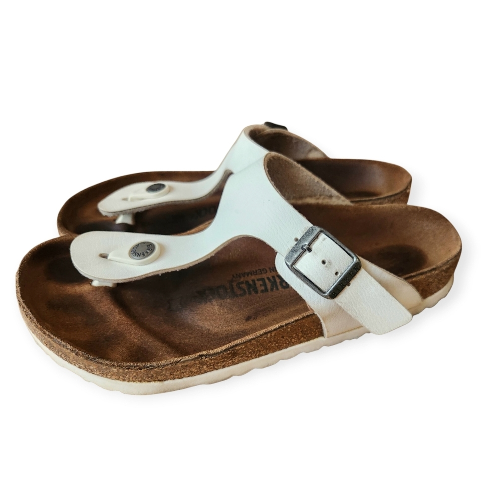Birkenstock Gizeh Sandals Women White Leather Slip On Thong Comfort Sz 36 US 5.5